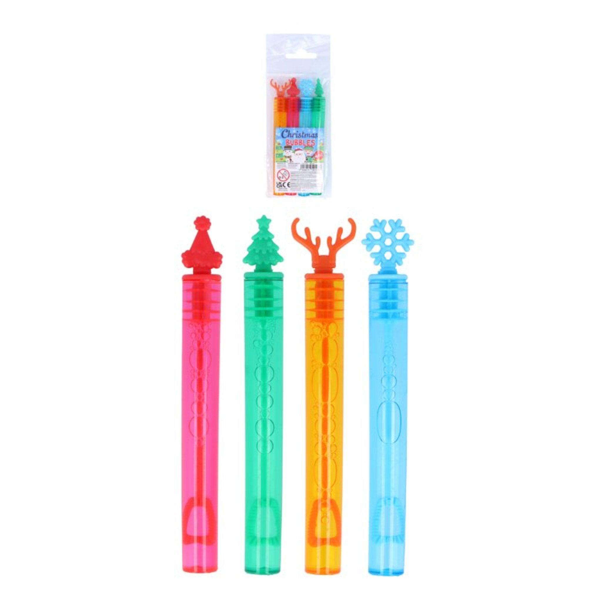 Christmas Mini Party Bubble Tubes (4ml) 4 Assorted Colours - PoundToys